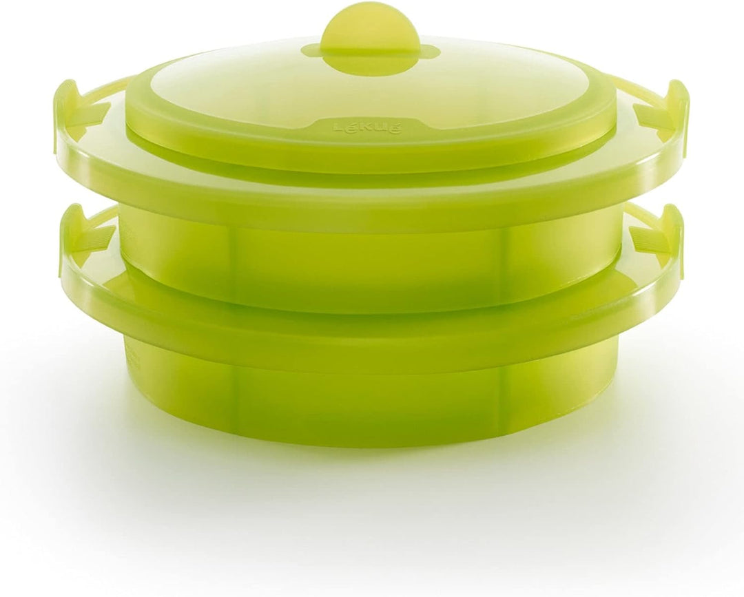 Lékué 2-stufiger Dampfgaraufsatz, grün, Silikon, 22 cm 22x22x8