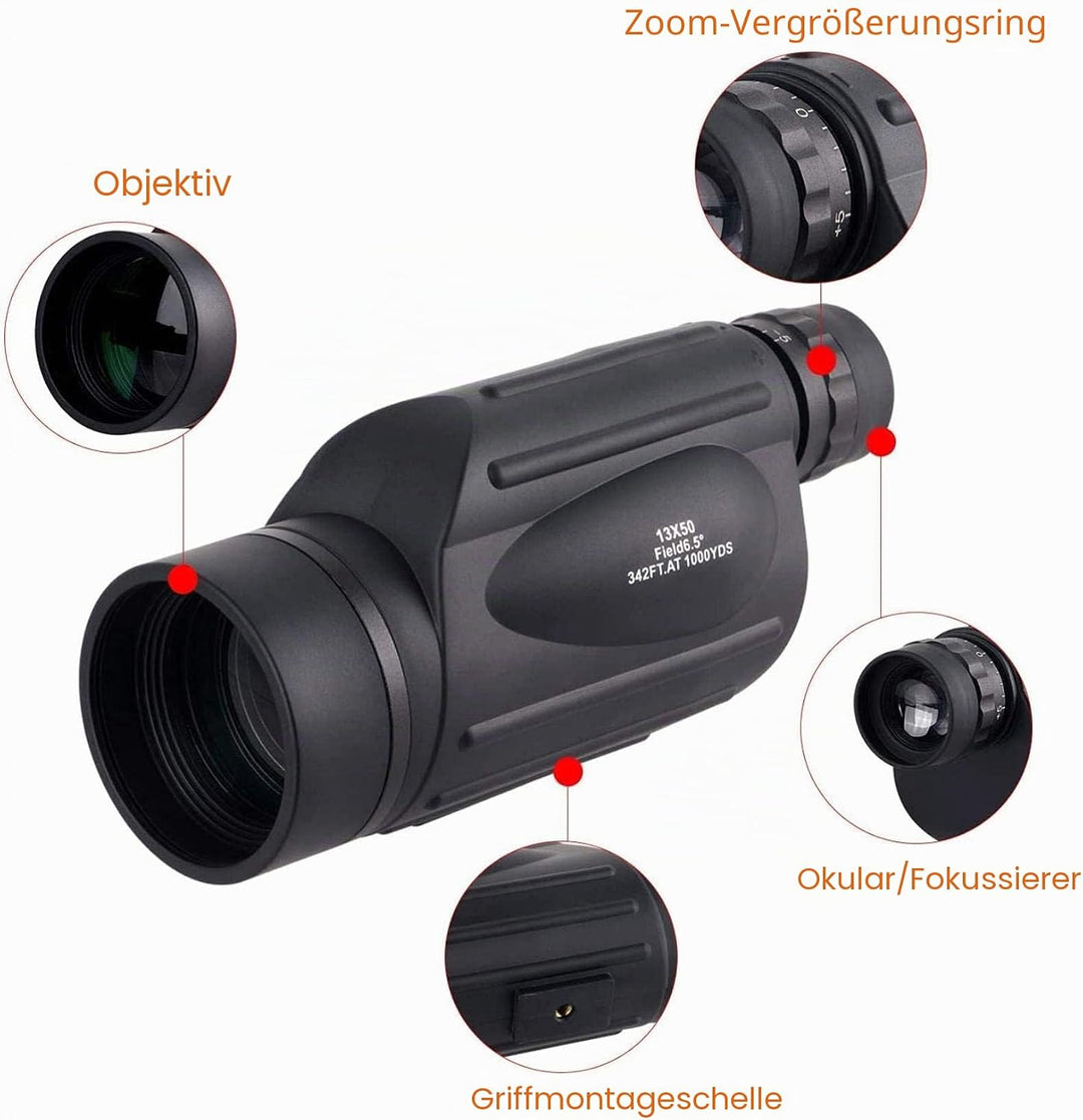 Monokular-Teleskop für Erwachsene – 13 x 50 High Power HD Optik Zoom Monokular Teleskop für Smartpho