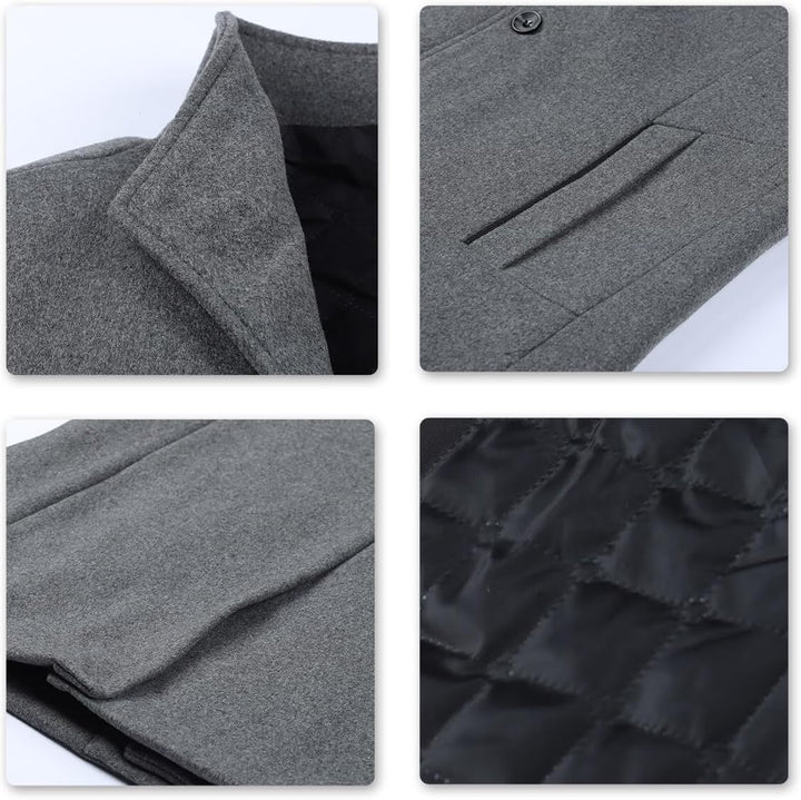Allthemen Wintermantel Mantel Herren Lang Slim Fit Herrenmantel Winter Schwarz Business Mantel Herre