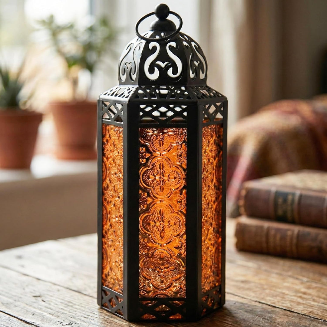 Vela Lanterns Marokkanische Lampenlaterne, dekorativer Kerzenhalter für Innen- und Aussenbereich, He