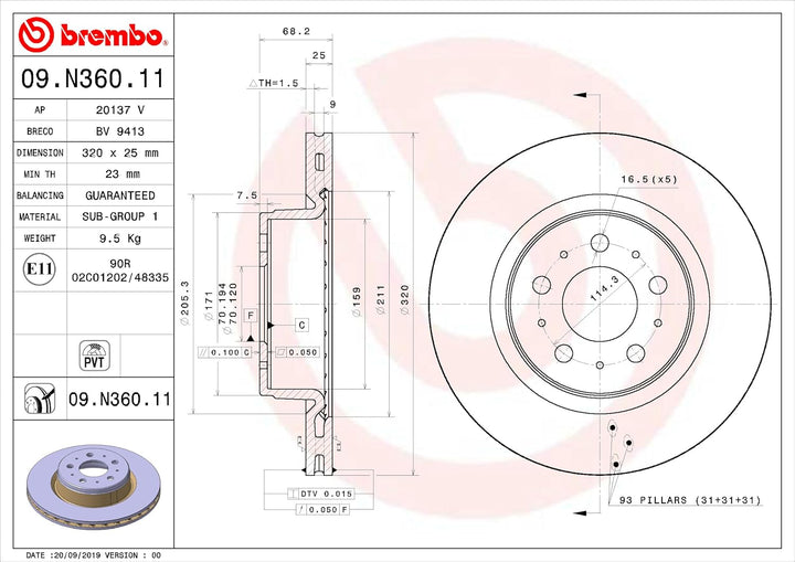 Brembo 09.N360.11 - Bremsscheibe