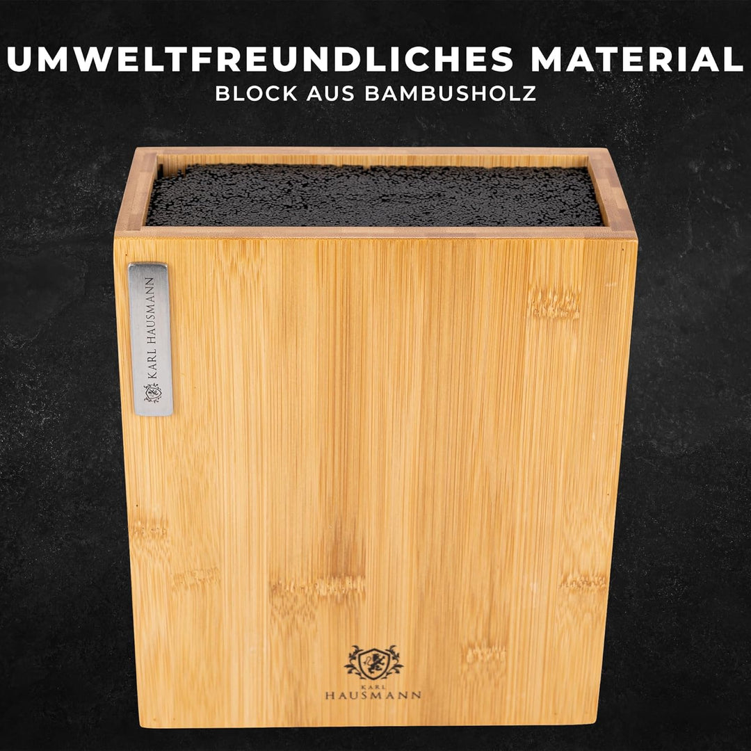 KARL HAUSMANN Bambus Messerblock, Universeller Messerblock aus Holz, universell für Küchenmesser, Kü