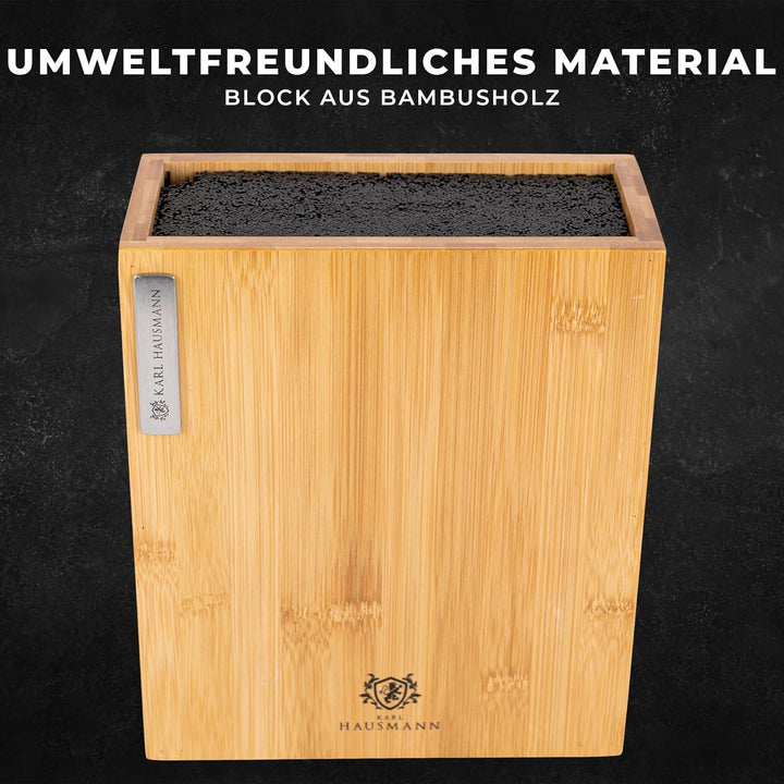 KARL HAUSMANN Bambus Messerblock, Universeller Messerblock aus Holz, universell für Küchenmesser, Kü