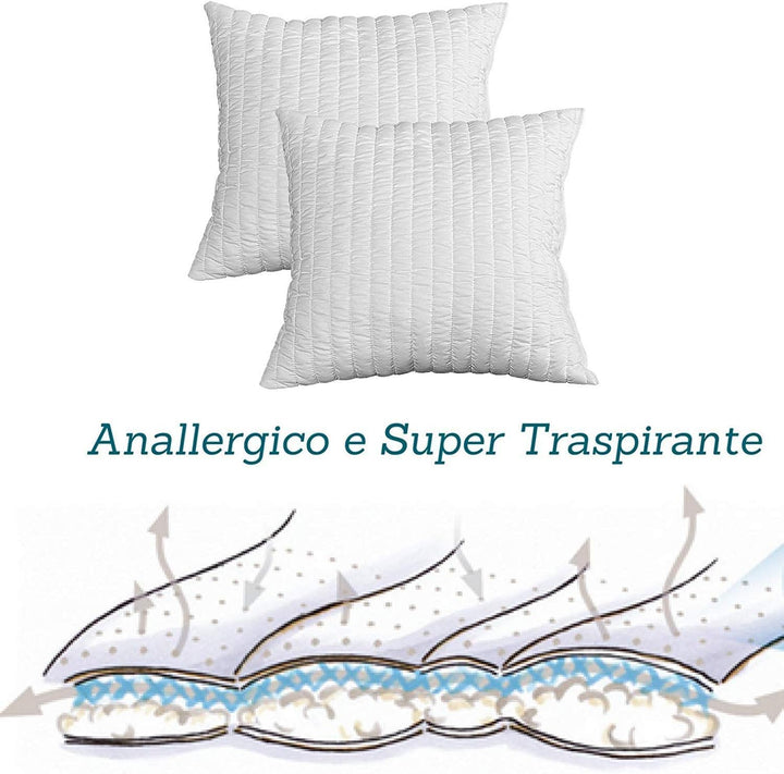 EVERGREENWEB ✅ Angebot! 2er Set Kissen 100% Memory Flocken 60x60 cm, 15 cm Hoch, Ideal gegen Nackens