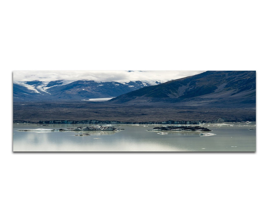 Paul Sinus Art Panoramabild auf Leinwand und Keilrahmen 150x50cm Gebirge Berge See Schnee Wolken