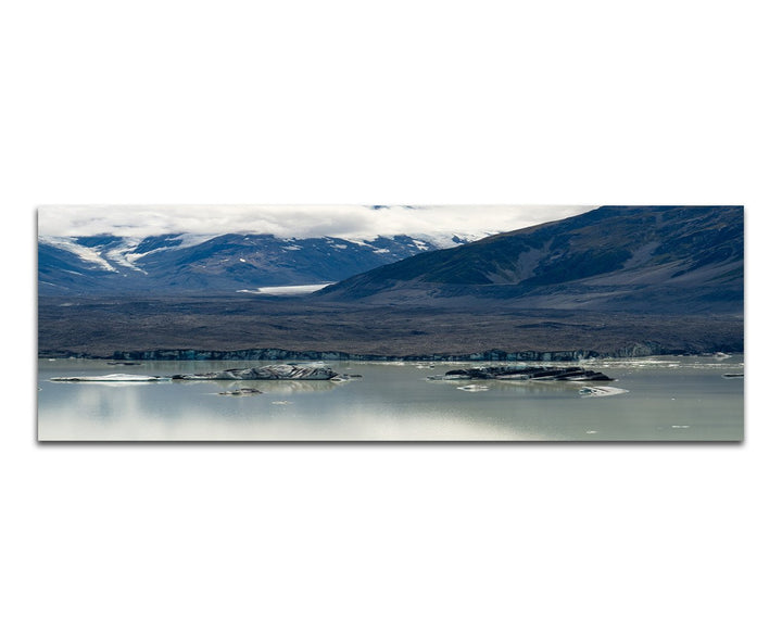 Paul Sinus Art Panoramabild auf Leinwand und Keilrahmen 150x50cm Gebirge Berge See Schnee Wolken