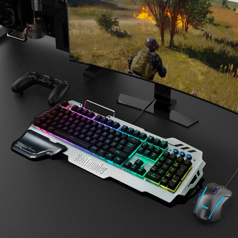 RedThunder K900 Halbmechanisch Gaming Tastatur [Version 2022], QWERTZ DEUTSCH Layout, RGB Beleuchtet