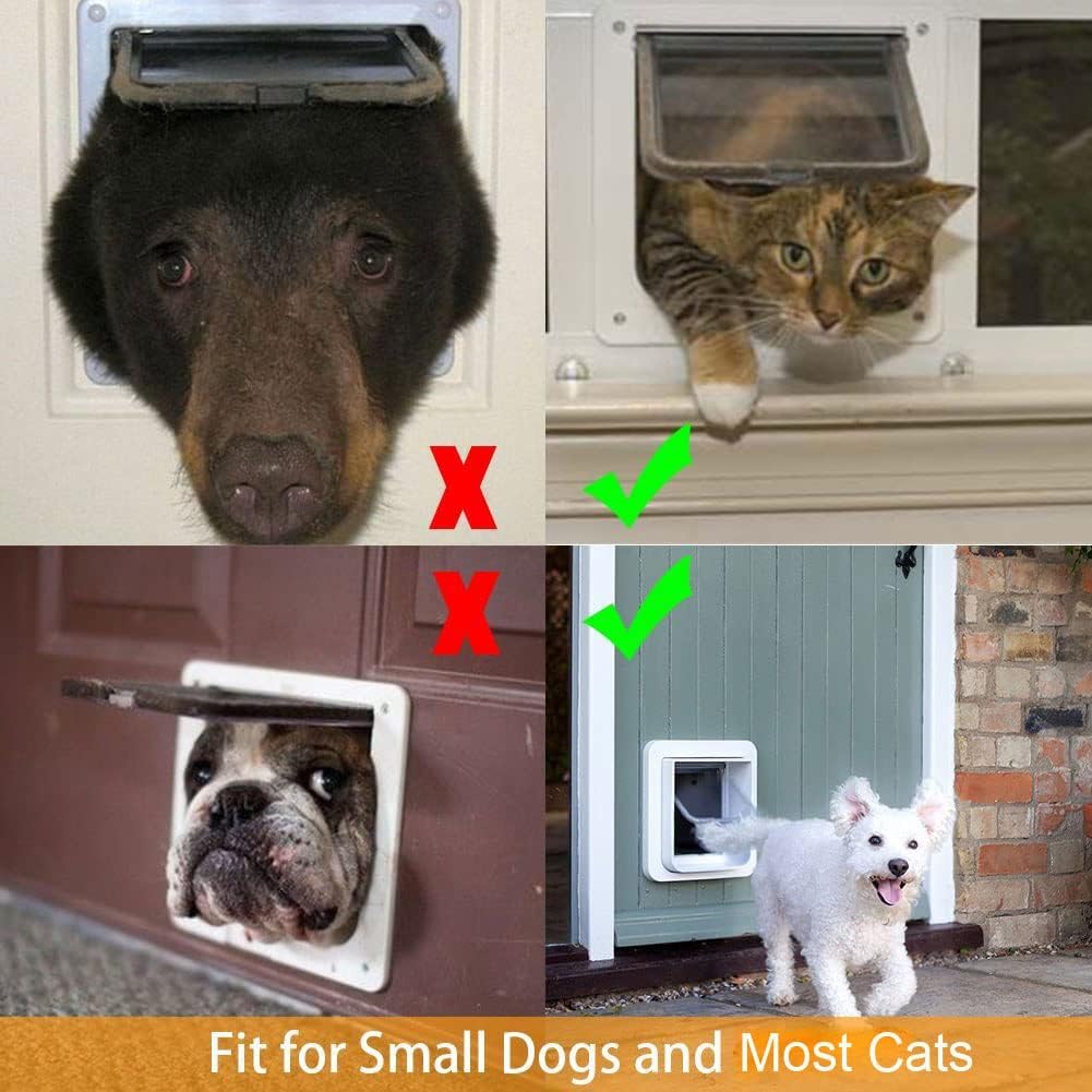 zalati Katzenklappe für kleine Hunde, 4-Wege-Verriegelung, Aussentüren, wetterfest, für Welpen und K