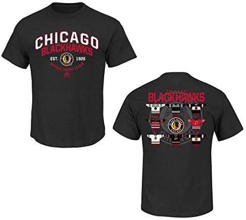 Majestic Chicago Blackhawks Schwarz Vintage Jersey History T-Shirt - Schwarz - Mittel