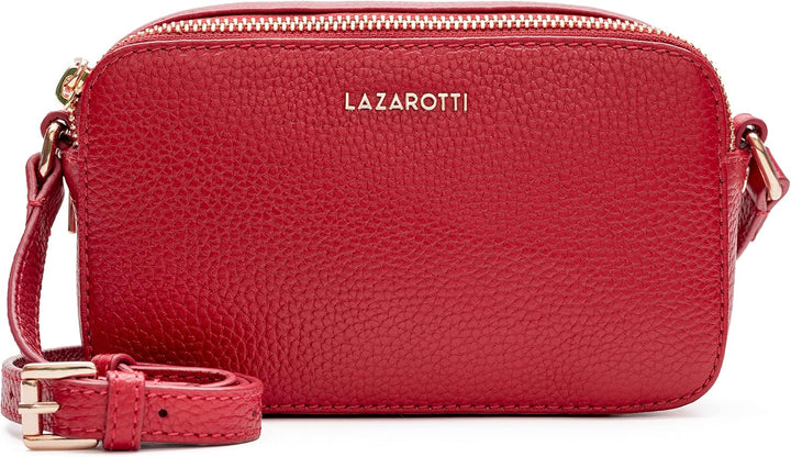 Lazarotti Bologna Leder Umhängetasche Damen | 2 Hauptfächer & längenverstellbarer Schulterriemen | m