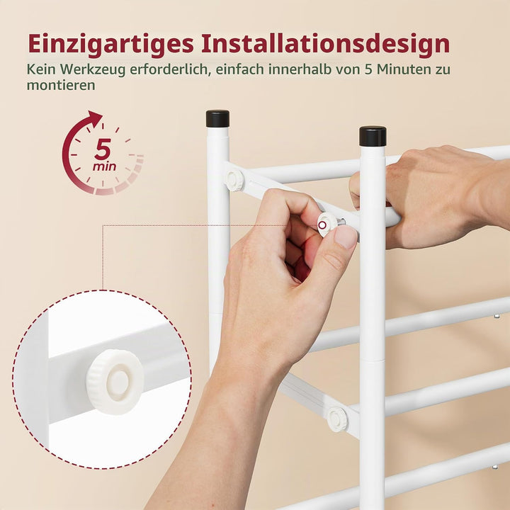 Tajsoon Schuhregal 4 Ebenen, 74–104 cm verstellbar &amp; stapelbar, für Eingang, Schrank, Garage, weiss