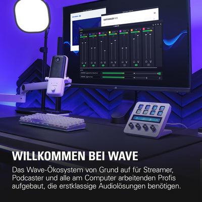 Elgato Wave:3 White Kit - mit Shock Mount - Professionelles USB-Kondensatormikrofon für Streaming, P