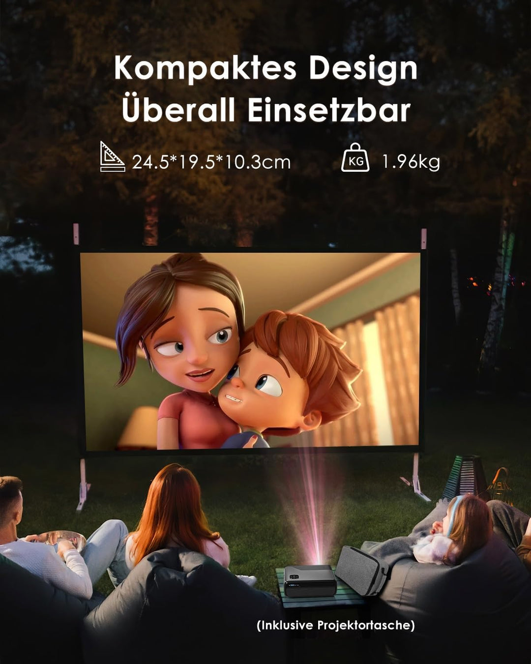 4K Beamer Tragbar Smart APP Zertifiziert Android OS Projektors mit Voice Assistant WiFi 6 Bluetooth5