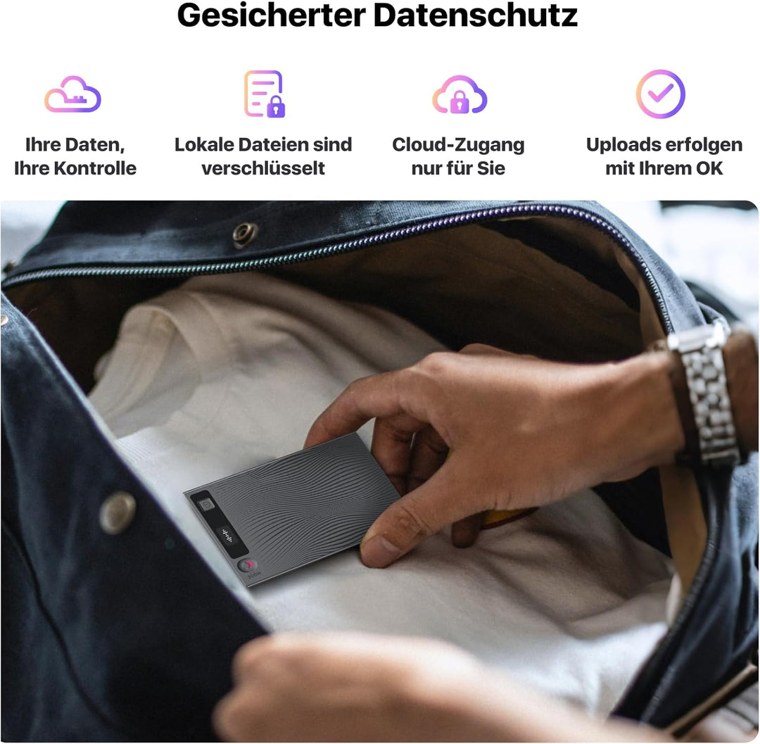 Mobvoi TicNote KI Digitales Diktiergerät, 64 GB Speicher, Notizrekorder mit Hülle, App-Steuerung, üb