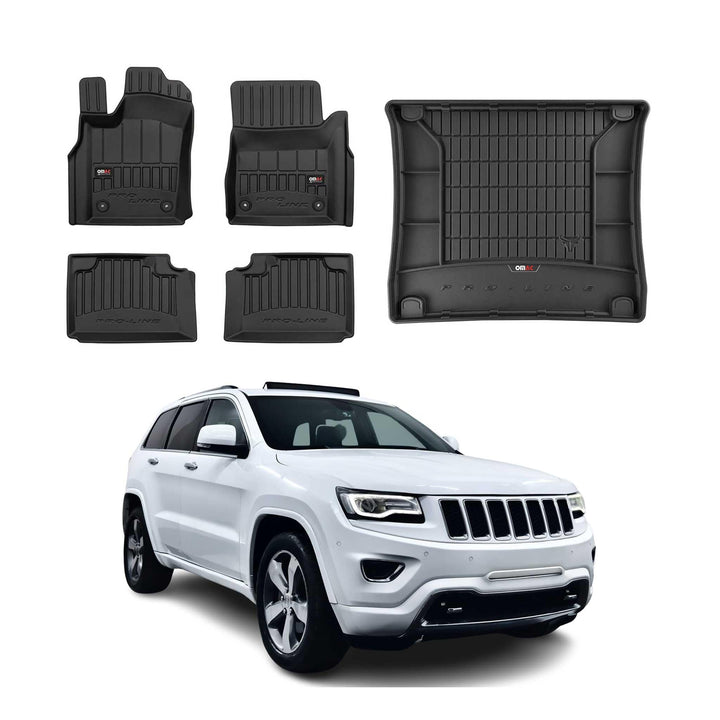OMAC Fussmatten & Kofferraumwanne Set kompatibel mit Jeep Grand Cherokee 2013-2015 Gummi
