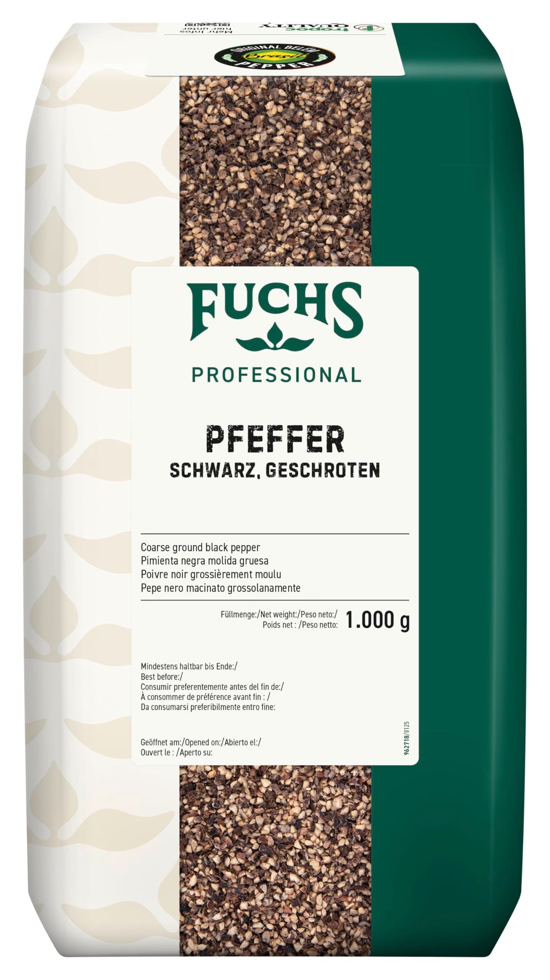 Fuchs Professional - Pfeffer schwarz geschrotet | 1 kg im Beutel