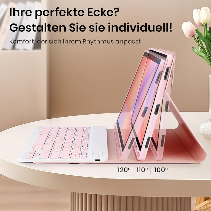 KTOITION Hülle mit Tastatur für Samsung Galaxy Tab S10 FE/S10 Lite/S9 FE/S9, Magnetisch Abnehmbare B