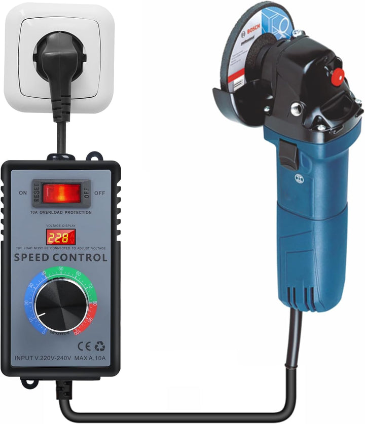 Ailao Drehzahlregler 230v Drehzahlregler Motor Verwendung für Winkelschleifer/Bläser/Handbohrer/Krei