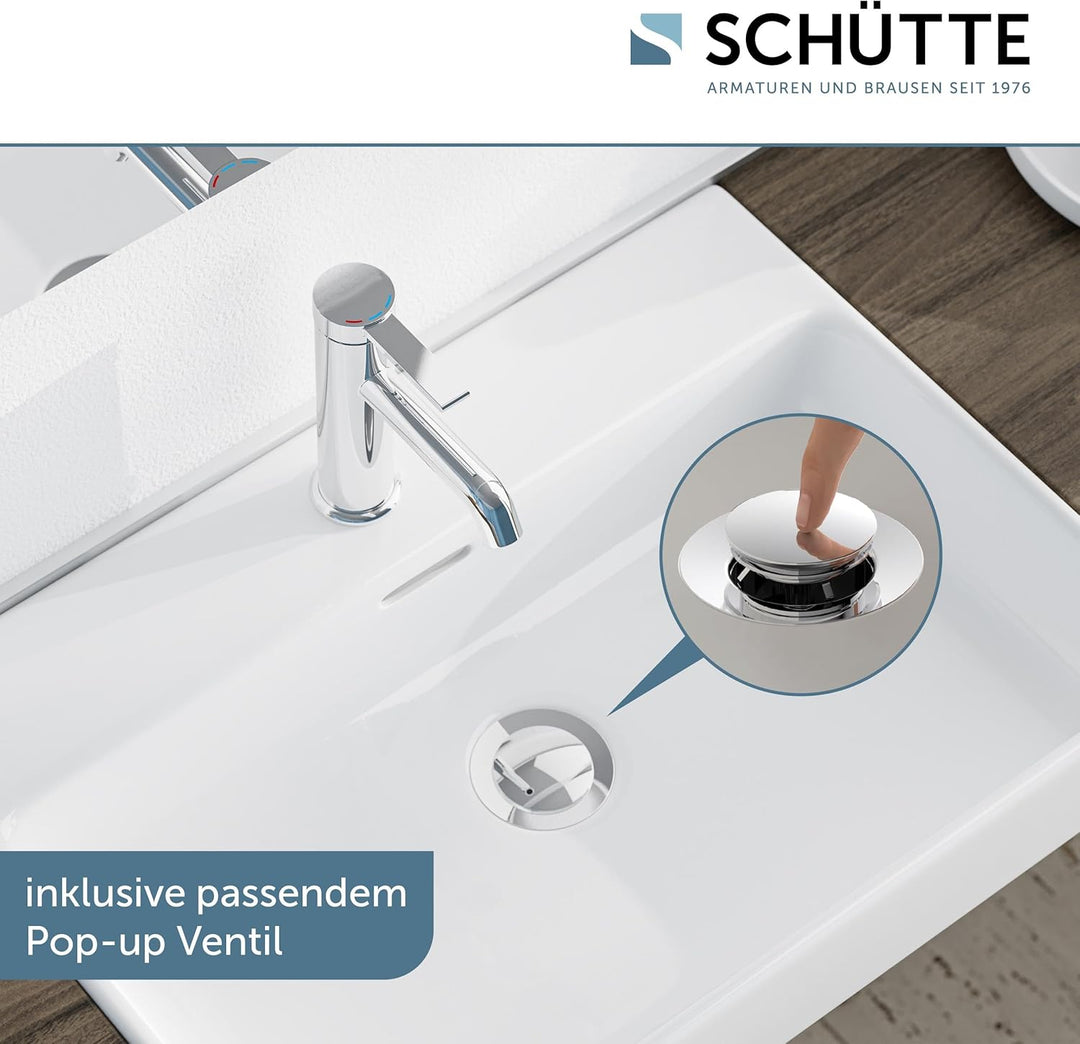 SCHÜTTE Waschtischarmatur LOS ANGELES 33100, Wasserhahn Bad mit Ablaufgarnitur, Armatur Badezimmer,