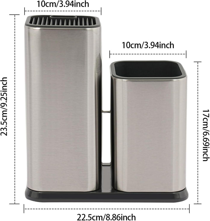2 in 1 Messerblock ohne Messer, Mit Schlitzen und multifunktionalem Lagerregal, Suitable for kitchen
