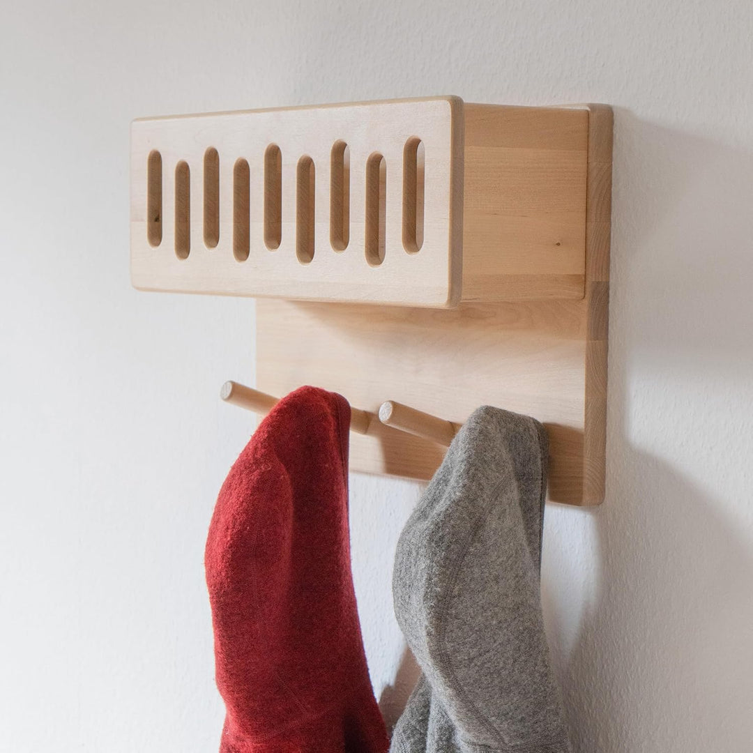Ehrenkind® Kindergarderobe | Aus robusten Holz | Garderobe Kinder | Klein Weiss mit Sichtfenster | g