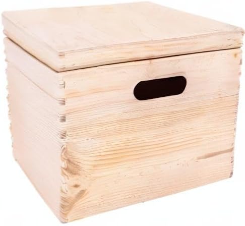 Creative Deco XXL Grosse Holzkiste mit Deckel | 40x30x24 cm (+/-1cm) | Ostern Holztruhe Erinnerungsb
