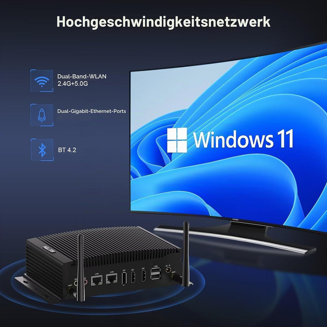 HISTTON Lüfterloser PC Industrie Mini PC Core i7-10810U, 16GB RAM 512GB M.2 SSD, Fanless Mini Comput