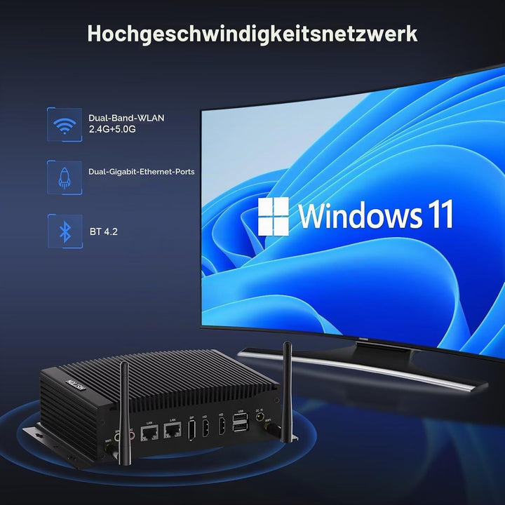 HISTTON Lüfterloser PC Industrie Mini PC Core i7-10810U, 16GB RAM 512GB M.2 SSD, Fanless Mini Comput
