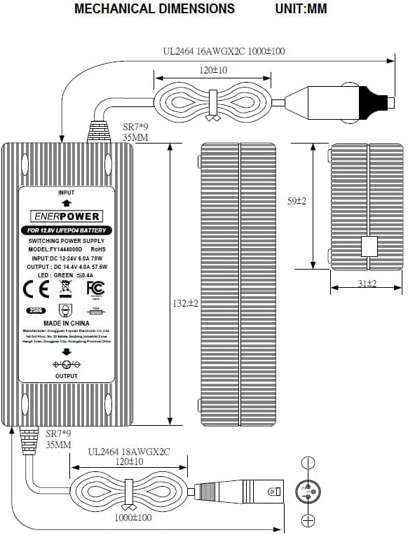 Enerpower DC-DC Kfz Ladegerät 12V-24V Li-Ion auf 14,4V 4A XLR-3 für 12V LiFePo4, AGM Akkus für Wohnm