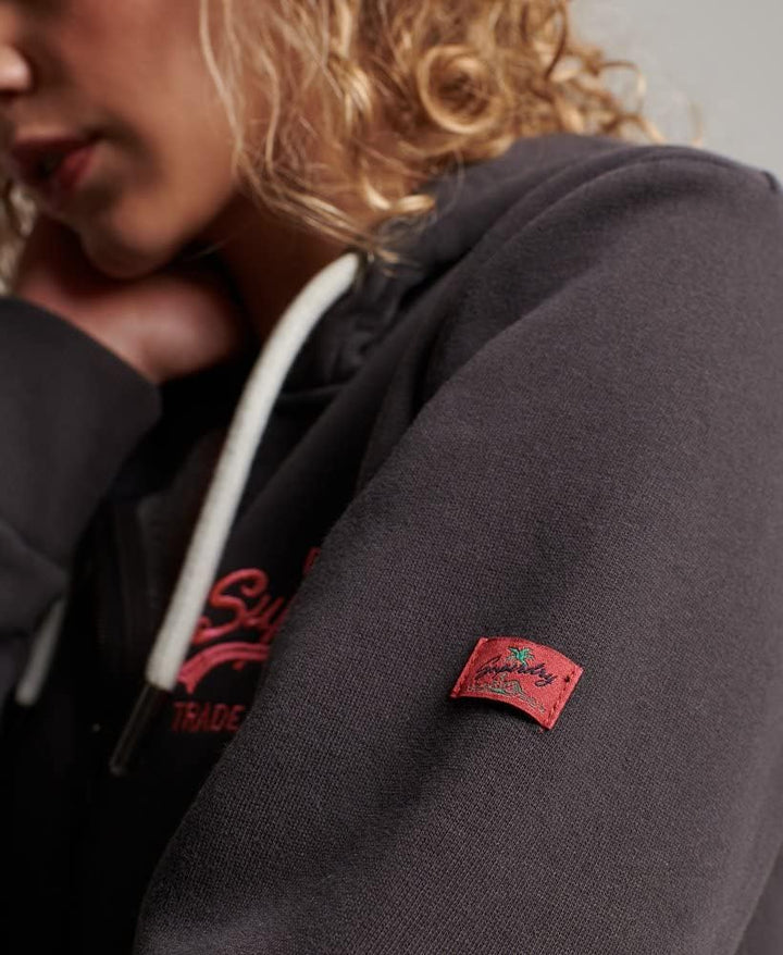 Superdry Damen Kapuzenjacke in Neonfarben mit Vintage Logo 34 Karbongrau, 34 Karbongrau