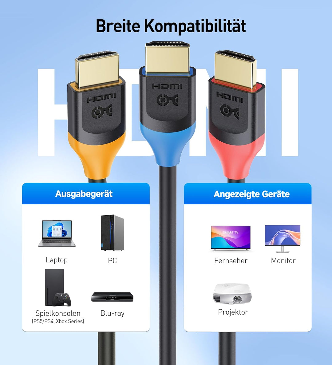 [Ultra-High-Speed-HDMI-Zertifiziert] Cable Matters 3er-Pack 48Gbps 8K HDMI Kabel 3m, HDMI Kabel mit