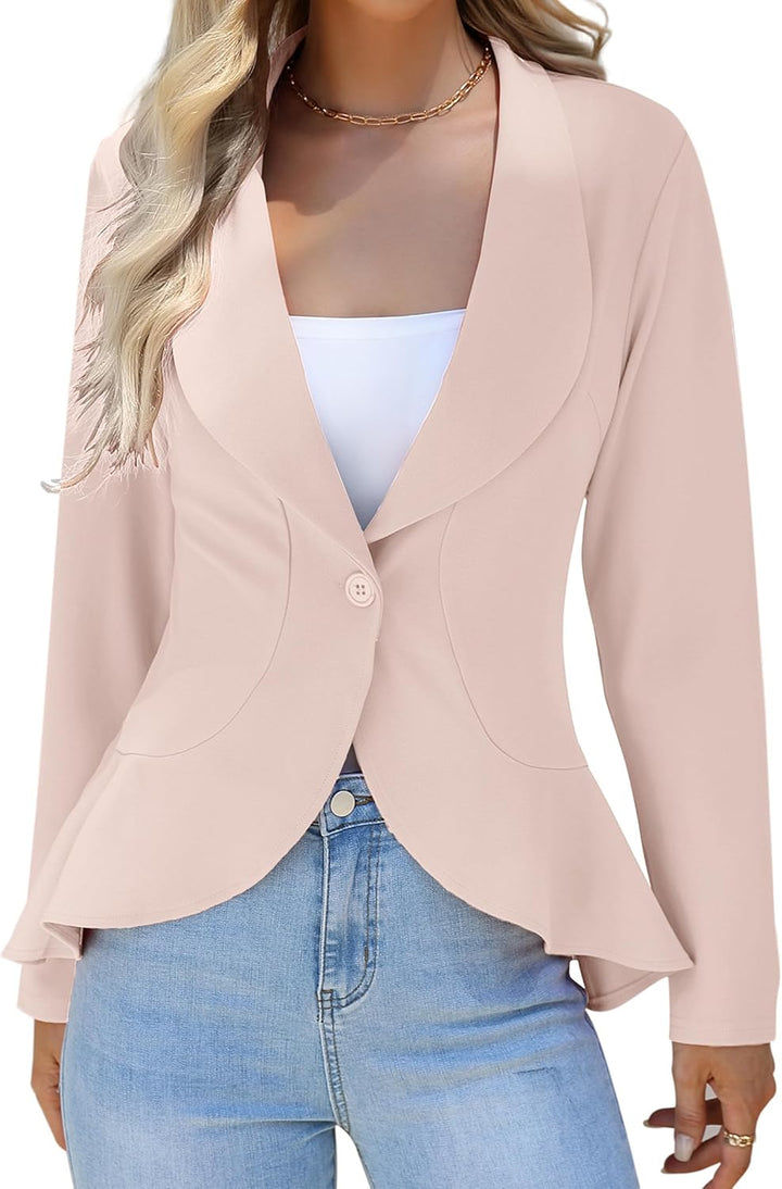 KOJOOIN Damen-Blazer Casual Open Front Cardigan Langarm-Blazer Cardigan Lässiger Arbeits-Blazer Büro