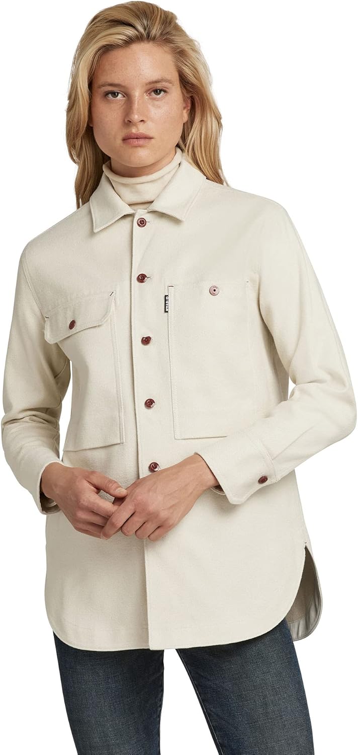 G-STAR Damen Boyfriend Overshirt XS Beige (Ecru D20490-c838-159), XS Beige (Ecru D20490-c838-159)