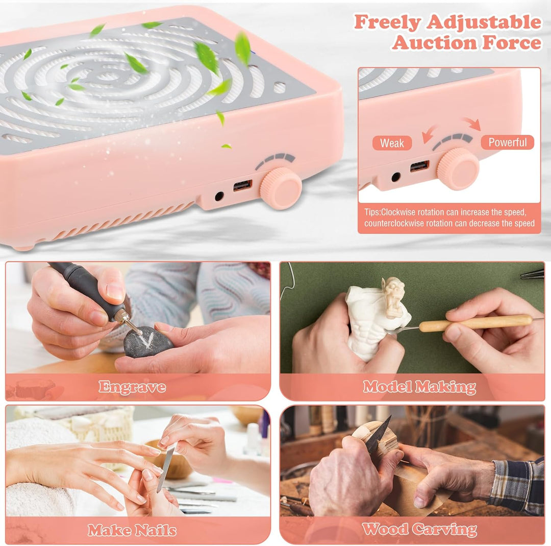 Professioneller Nagelstaubsauger mit USB-Licht, leistungsstark und leise, Staubsammler für Maniküre