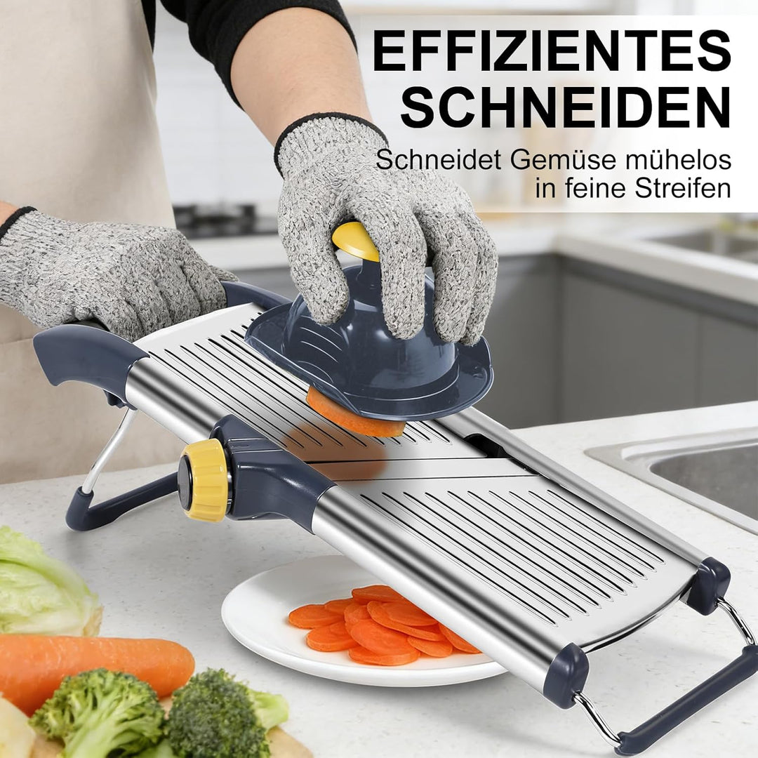 Masthome Mandolinenschneider Edelstahl - Professioneller 5-in-1 Gemüseschneider mit Einstellbarer Sc