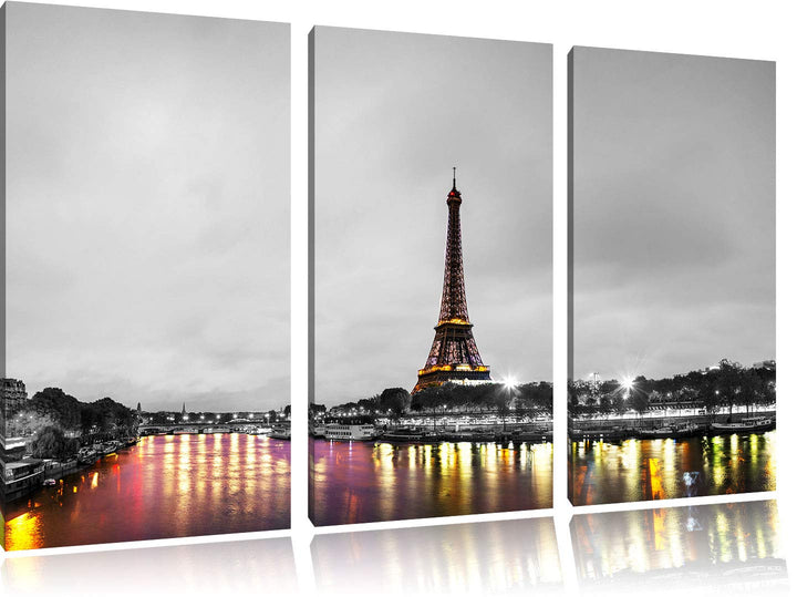 Pixxprint Eifelturm in Paris als Leinwandbild | Grösse: 3 Teilig (120x80) | Wandbild| Kunstdruck | f