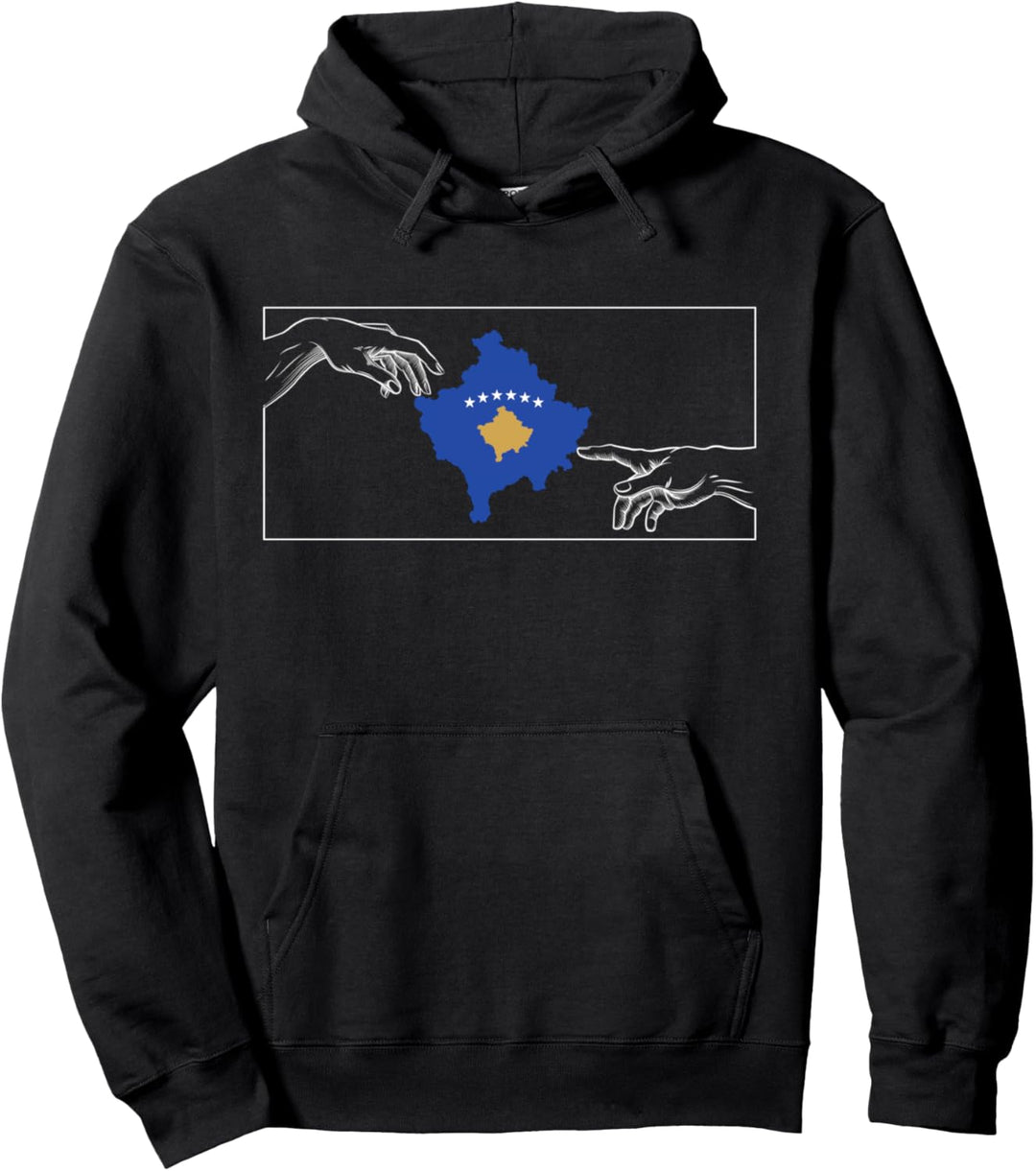 Silhouette Kosovarische Flagge Michelangelo Hände Kosovo Pullover Hoodie