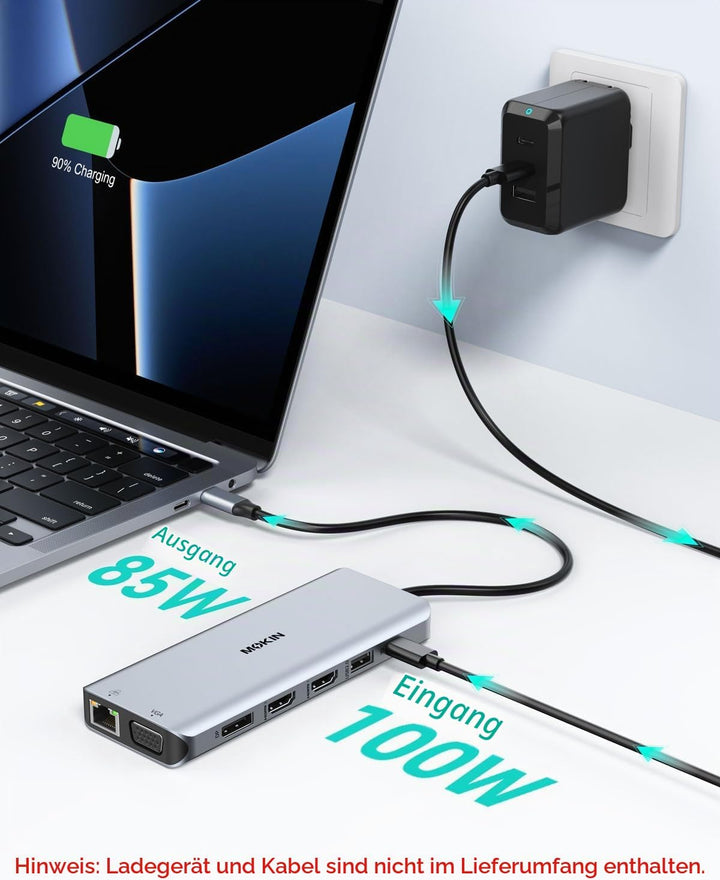 USB C Docking Station 4 Monitors, Triple Display Dock, 13 in 1 Laptop Docking Station mit 2 HDMI 4K@