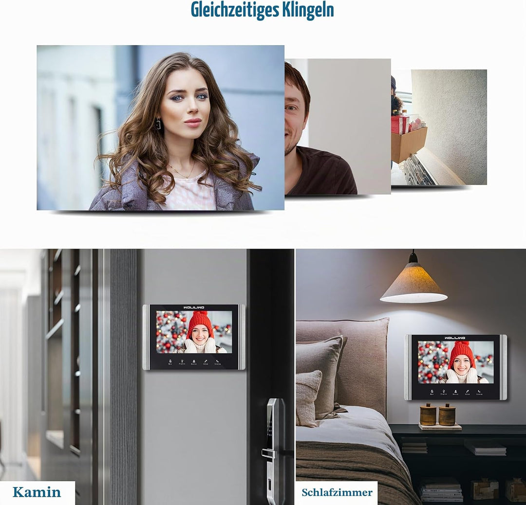 WOLILIWO Video Türklingel mit Kamera,2-familienhaus Video Doorbell Intercom with 7-Inch Monitor,Spre