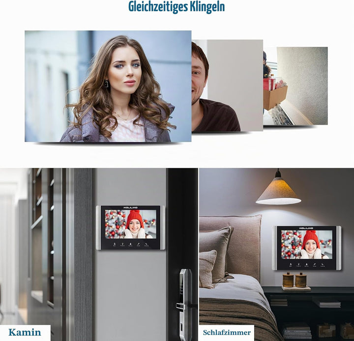 WOLILIWO Video Türklingel mit Kamera,2-familienhaus Video Doorbell Intercom with 7-Inch Monitor,Spre