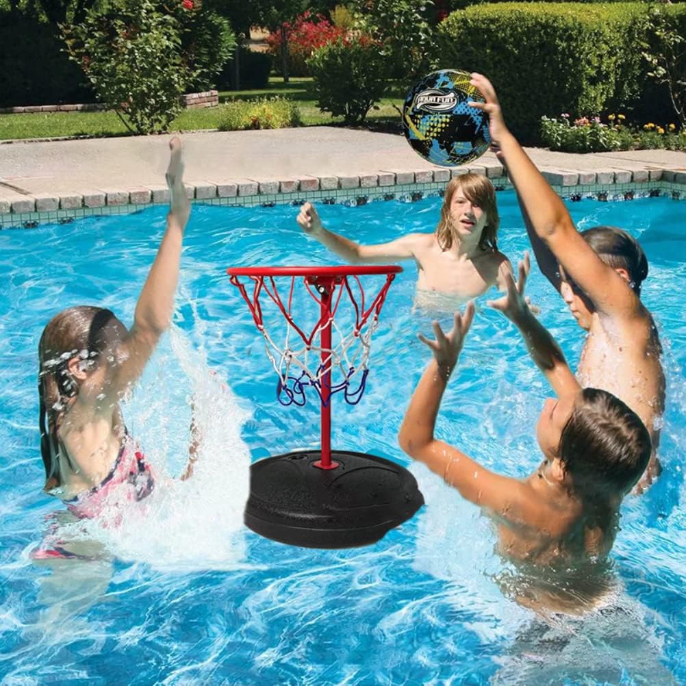 Schwimmbecken-Basketballkorb, Schwimmender Kunststoff-Metall-Basketballkorb mit 35 Cm Höhe, Tragbare