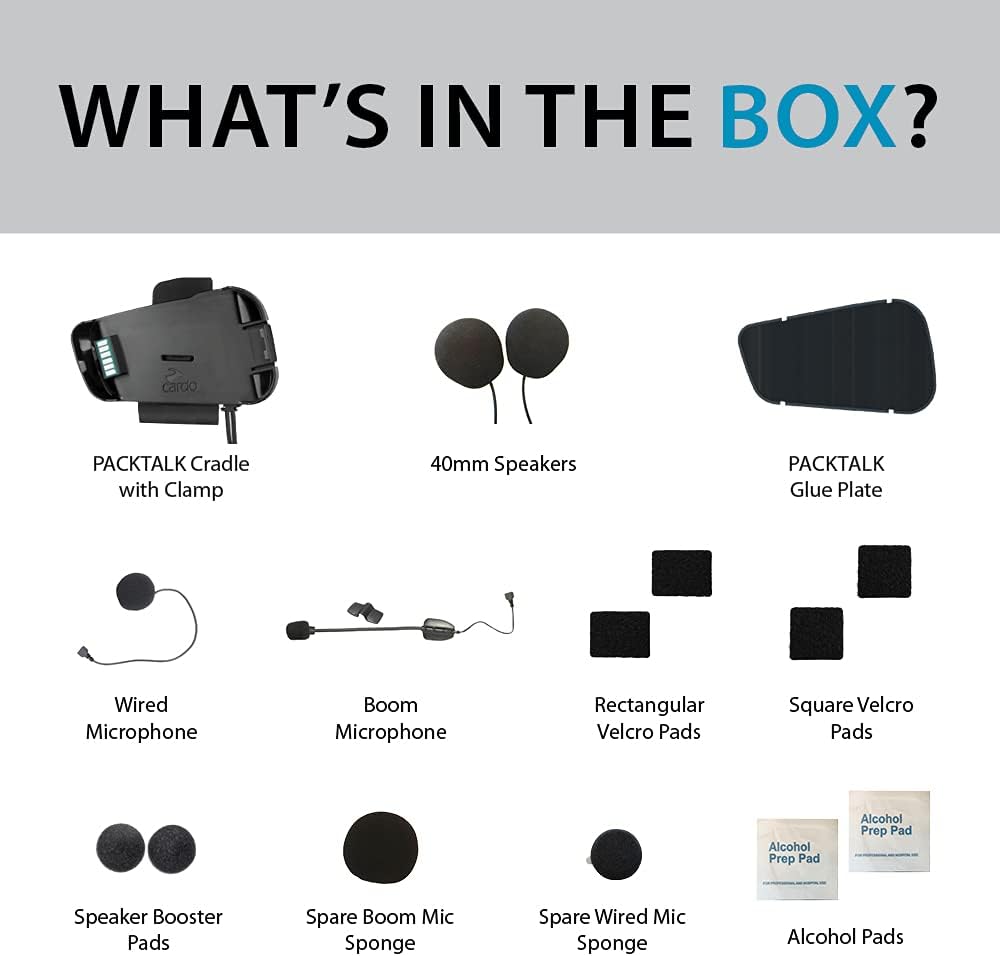 Cardo KIT 2. PACKTALK Kopfhörer Unterstützung 2 Mikrofone 2 Kopfhörer/Stick Base Support.PTALK Noir