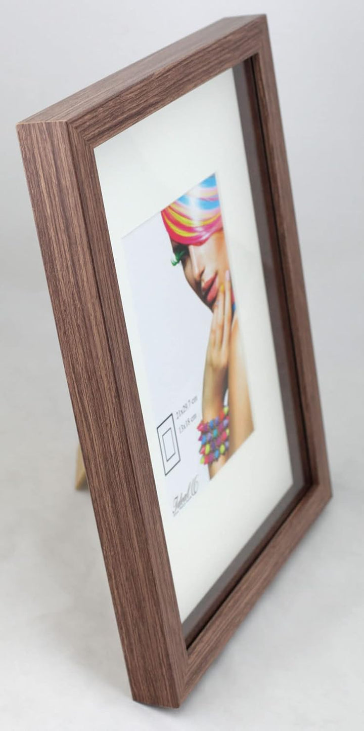 IDEAL TREND 3D Objektrahmen Holz Bilderrahmen Wanddeko Collage Poster Shirt Trikot Rahmen: Farbe: Br