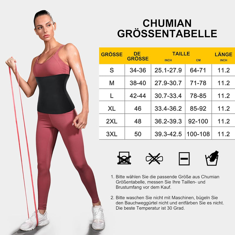 CHUMIAN Bauchweggürtel Damen Fitness Gürtel Sauna Sport Taillenformer Saunagürtel Schwitzgürtel zur