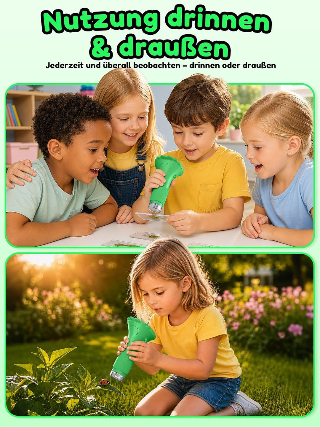 Acoath Mikroskop für Kinder, Digitales Taschenmikroskop mit 2,0" IPS-Bildschirm Lupe 200x Vergrösser