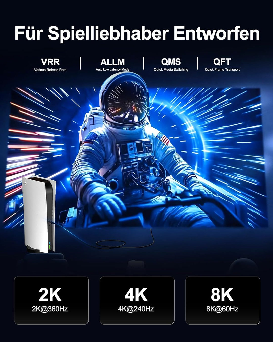 Glasfaser HDMI Kabel 7.5Meter, 8K Langes HDMI 2.1 Kabel 48Gbps Ultra High Speed Unterstützt 8K@60Hz