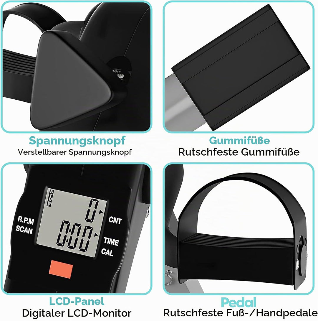TechFit Pedal-Ausbilder, Mini-Heimtrainer für Heim und Büro, leichte Trainingsmaschine für Arme und