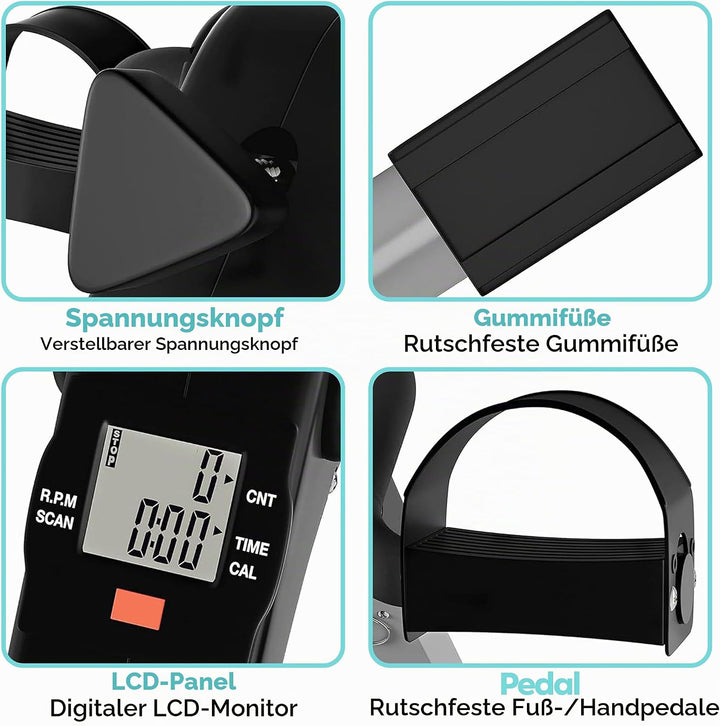 TechFit Pedal-Ausbilder, Mini-Heimtrainer für Heim und Büro, leichte Trainingsmaschine für Arme und
