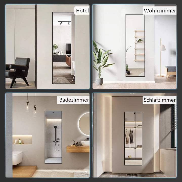 BD-Baode Wandspiegel Schwarz 40x140cm Rechteckiger Metallrahmen Spiegel Wandspiegel für Garderobe Wo