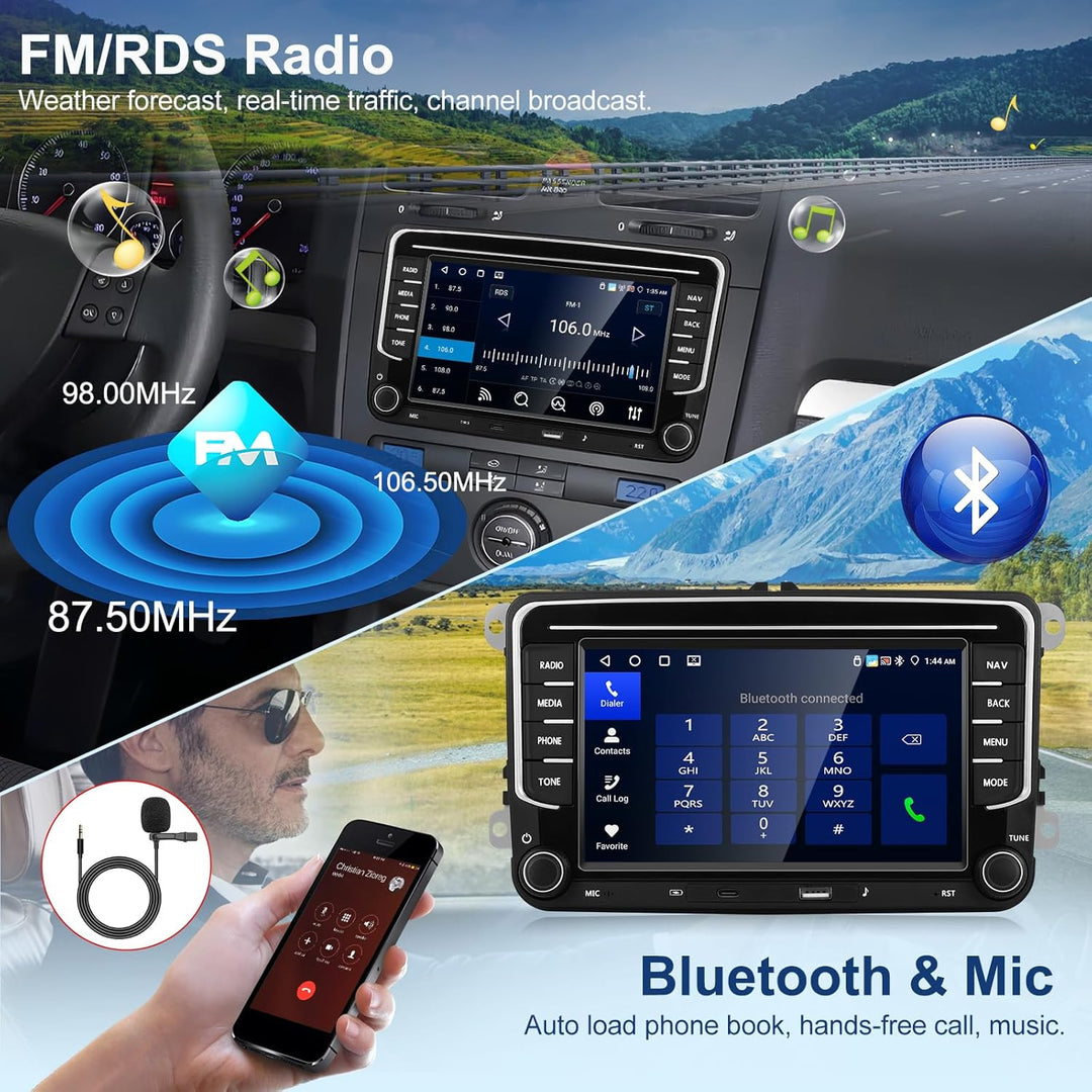 CarPlay Autoradio 4G+64G für VW/Seat/Skoda/Passat/Golf/Polo mit Kabelloses A-pple CarPlay & Android